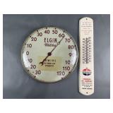 Vtg Elgin Watches & Standard Oil Thermometers