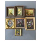 Vintage Mini Hand Painted Flower Art