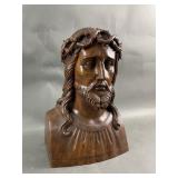 Carved Solid Wood Jesus Christ Bust