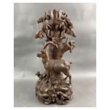 Black Forest Carved Wood Sculpture with Ibex