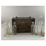 Fine American Fountain Bev. Glass Bottles & Crate