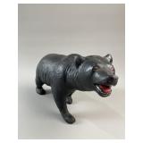 Vtg Chalkware Black Bear Statue w/Red Eyes