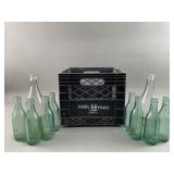 Green Label Wyandotte MI Old Glass Bottles & Crate
