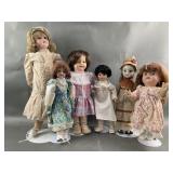 Vintage Doll Collection With Stands