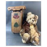 Charlie Bear On Sled Named Tiff Toff