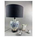 Asian Style Ceramic Lamp, Soup Bowl & More