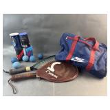 Vintage Racquetball Racquets, Balls & Ball Bag