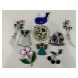 Vtg Handmade Stained Glass Suncatchers
