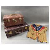 Vtg. Brown Crocodile-Textured Suitcases & More!