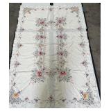 Arts & Crafts Hand Embroidered Linen Tablecloth
