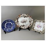 3 Antique Plates Ridgeway Japanned Plate & More