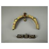 Jeweled Antique Purse Frame & Art Deco Style Pin