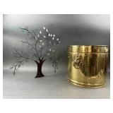 Lion Head Handled Hammered Brass Planter & More