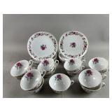 Vintage Moss Rose Diamond China 21 pcs
