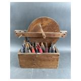 Antique Spinning Wheel & Bobbins