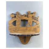 Decorative Carved Wood Shelf Golf Themed
