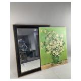 Reproduction of the Painting Roses & Framed Mirror