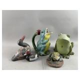 Vtg Cement Frog Pond Spitter & More