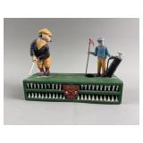 Cast Iron Birdie Putt Mechanical Coin Bank.