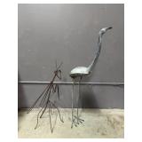 Outdoor Metal Sculptures Grasshopper & Bird