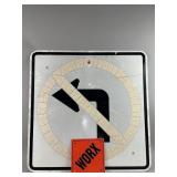 Vtg "No Left Turn" Symbol Traffic Sign & More