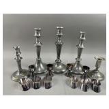 Vtg Metal Candlesticks, Napkin Rings & More