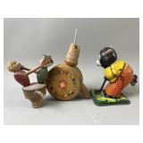 Vtg. Wind Up Bear Golfer, Music Box & Puppets