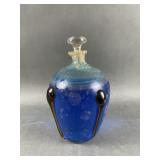 Large Clear Rose Etched Vase