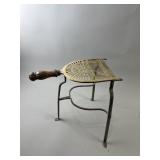 English Fireplace Trivet 19th Century Brass & Wood