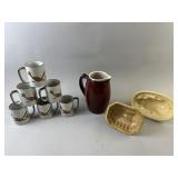 60s Stoneware, Otagiri Mugs, Yellow Ware Molds
