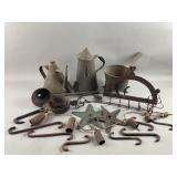 Antq/Vtg Tin Oil Can, Wrought Iron Objects & More
