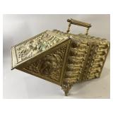 Antique Brass Repousse Coal Scuttle