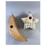 Moon & Star Painted Hanging Birdhouse Pair