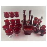 Collection of Ruby Red Glass Pieces