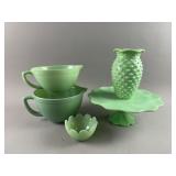 Vtg Jadeite Green Milk Glass Mixing Bowls & More