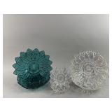 VTG Teal Blue Federal Glass Petal Pattern & More