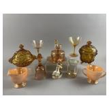 Vtg Marigold Carnival Glass Poodle Dish & More