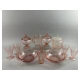 Vtg Pink Depression Glass Open Rose Pattern