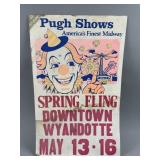 Vtg Promotional Sign Pugh Shows Wyandotte