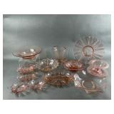 Vtg Pink Depression Glass Lot