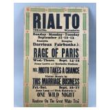 Vtg Poster Rialto Wyandotte Theatre