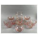 Vtg Windsor Diamond Pink Depression Glass & More