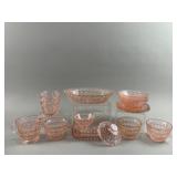 Vtg Pink Depression Glass Holiday Buttons & Bows