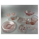 Floral & Vine Etched Pink Depression Glass