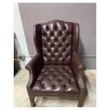 Vintage Tufted Leather Wingback Arm Chair