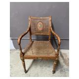 Antique Painted Cane Seating Regency Arm Chair