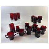 Anchor Hocking Georgian Ruby Red Tumbler Glasses