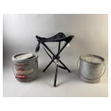 Folding Tripod Camping Stool & Minnow Buckets