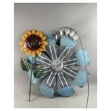Vtg Outdoor Metal Flower Wall Sculpture & More