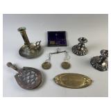 Antique Scale, Candlesticks, & No Smoking Sign